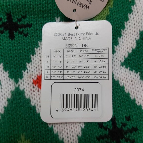 Christmas Dog Sweater Size Small Ugly Xmas Spider Argyle Green Red Pet Jumper - Picture 6 of 7